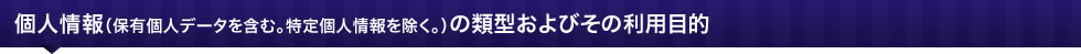 個人情報(保有個人データを含む)の類型およびその利用目的
